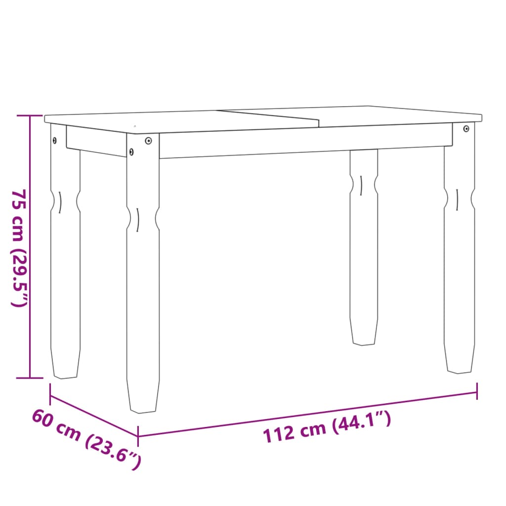 Eettafel Corona 112x60x75 cm massief grenenhout grijs