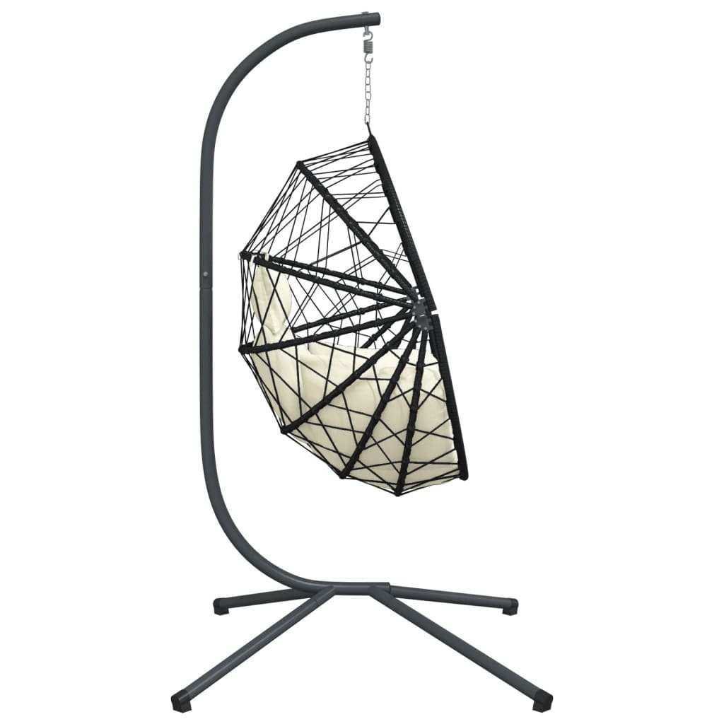 Hangstoel met standaard rattan en staal beige