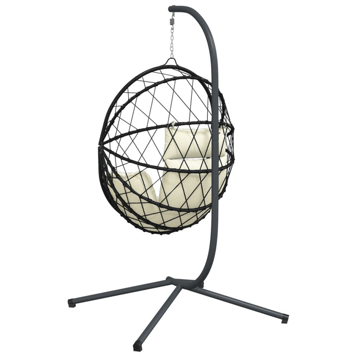 Hangstoel met standaard rattan en staal beige