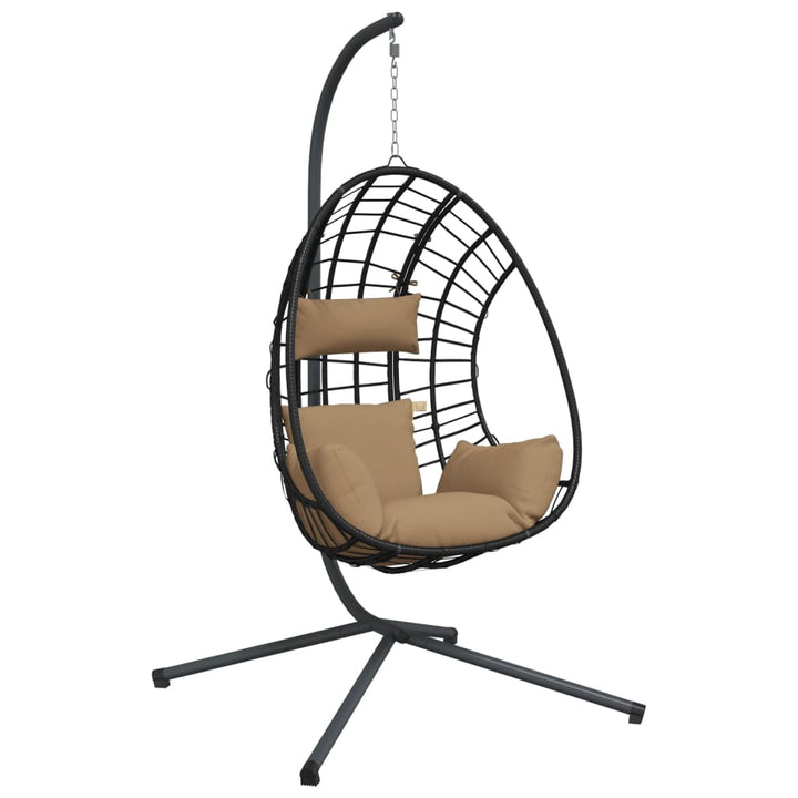 Hangstoel met standaard rattan en staal taupe