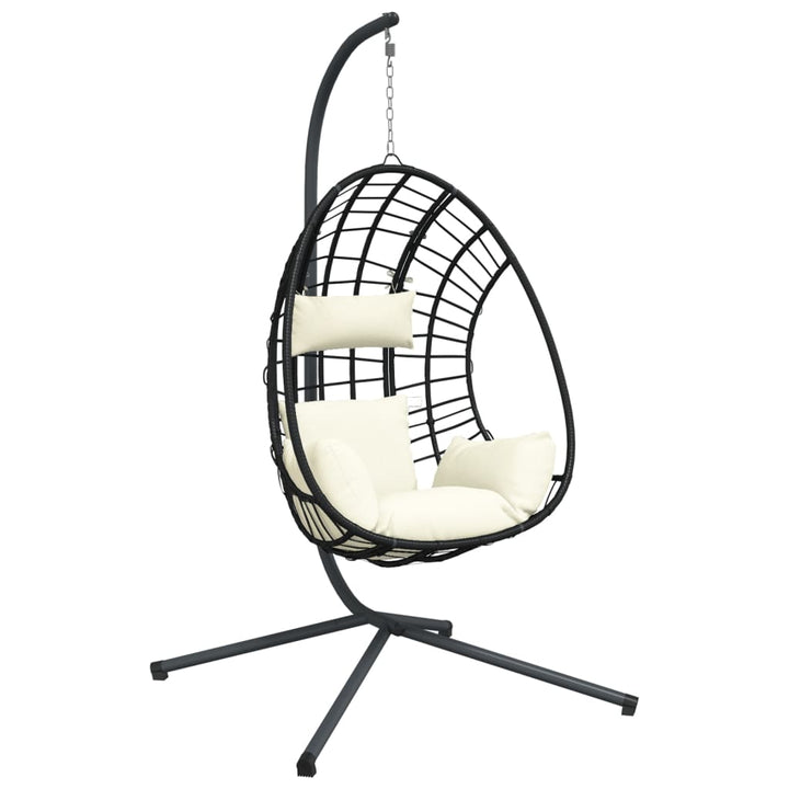 Hangstoel met standaard rattan en staal beige