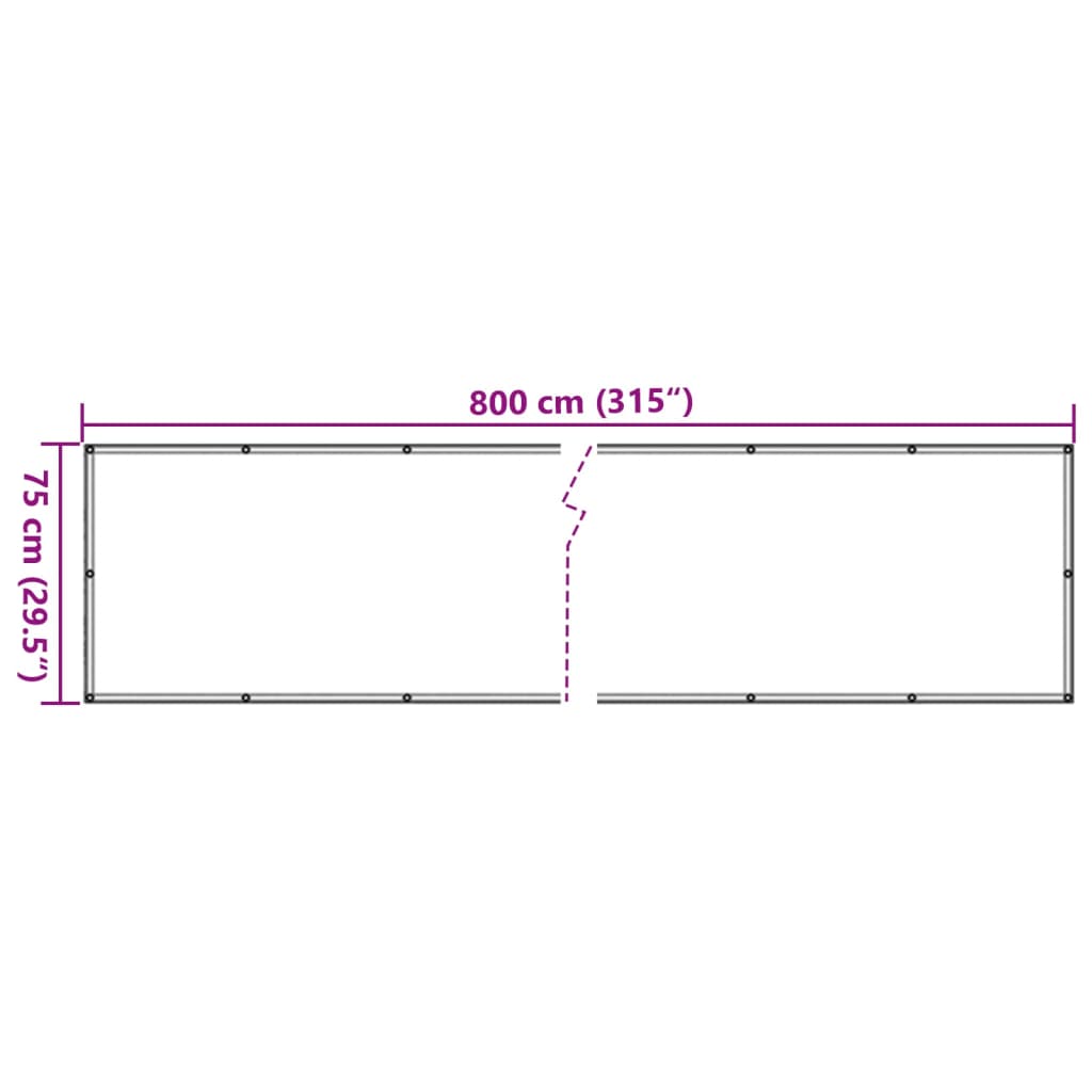 Balkonscherm 800x75 cm PVC grijs