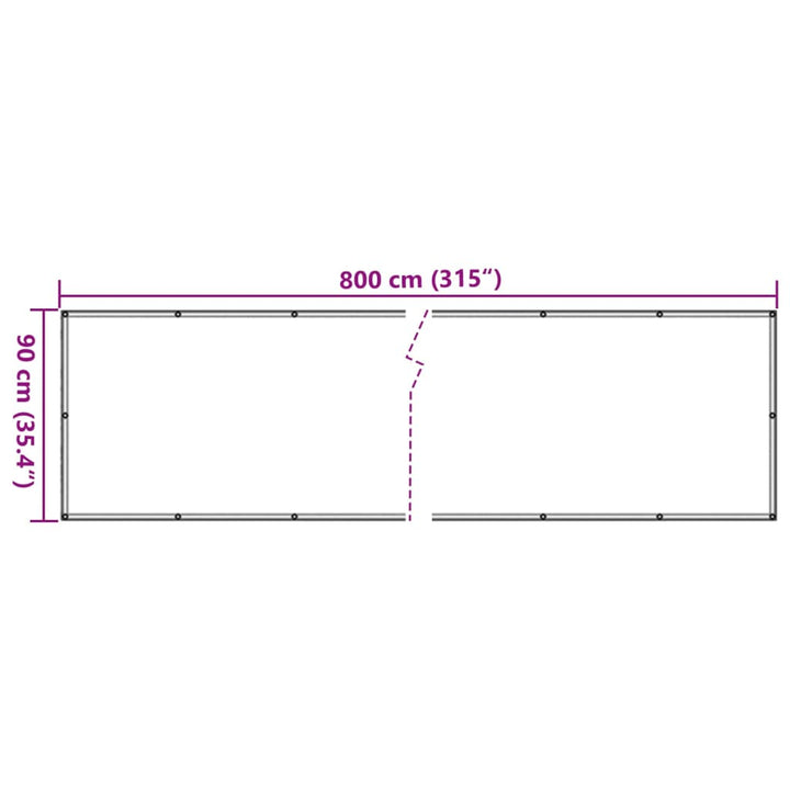 Balkonscherm 800x90 cm PVC crèmekleurig