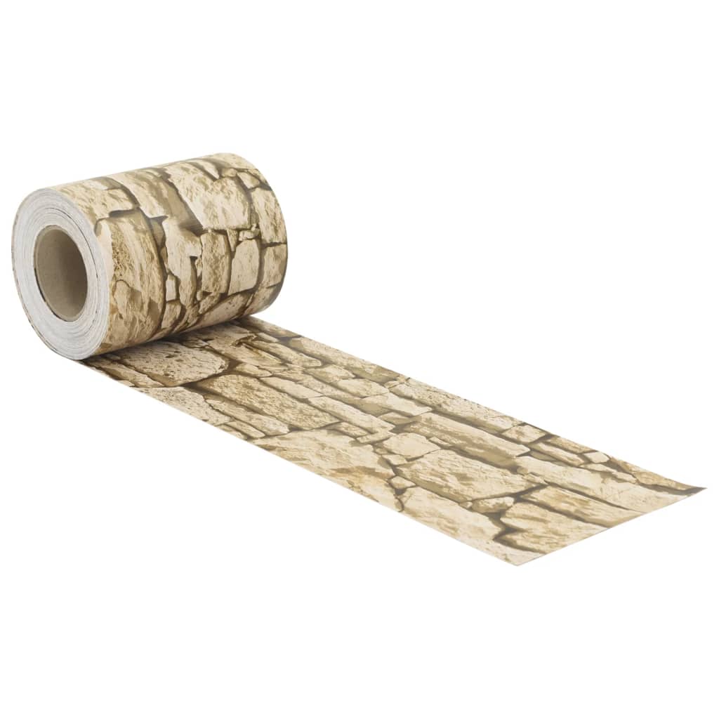 Tuinscherm grof steenpatroon 35x0,19 m PVC beige