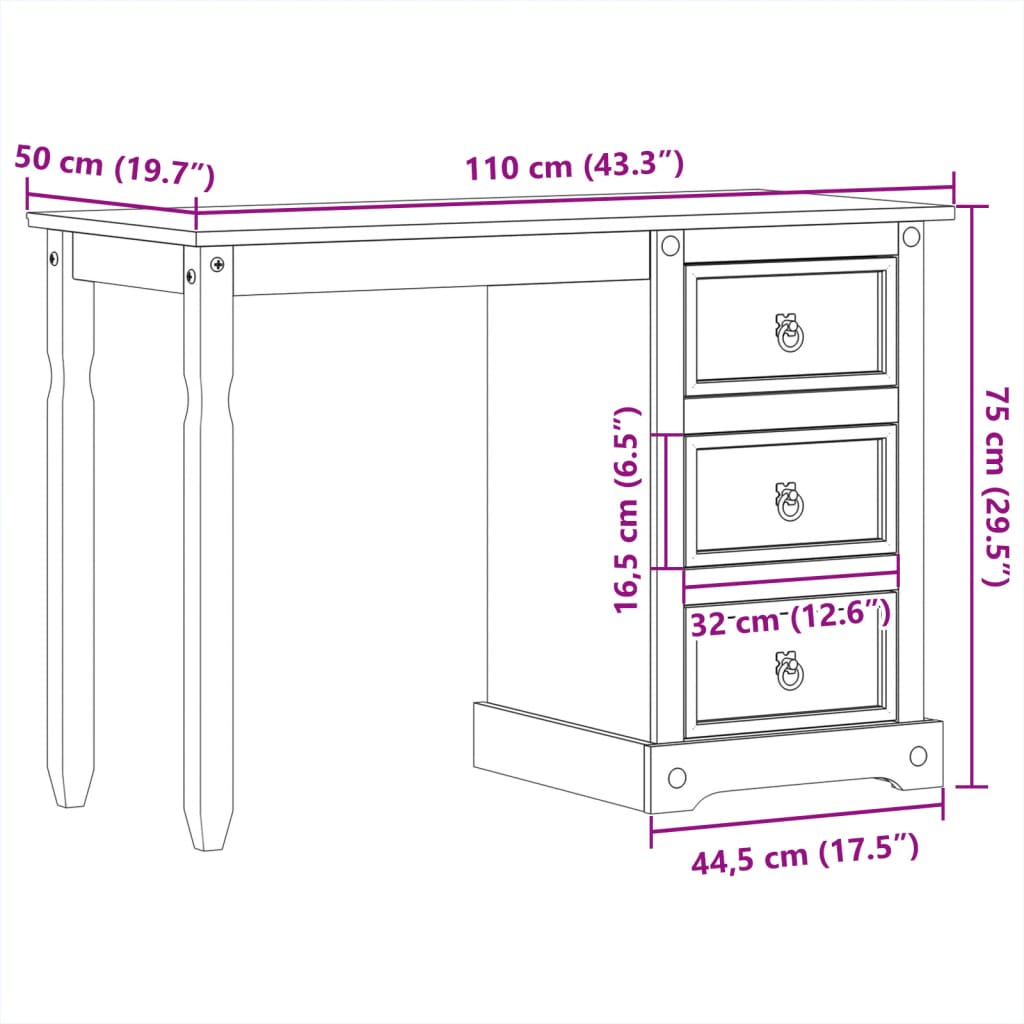 Kaptafel Corona 110x50x75 cm massief grenenhout