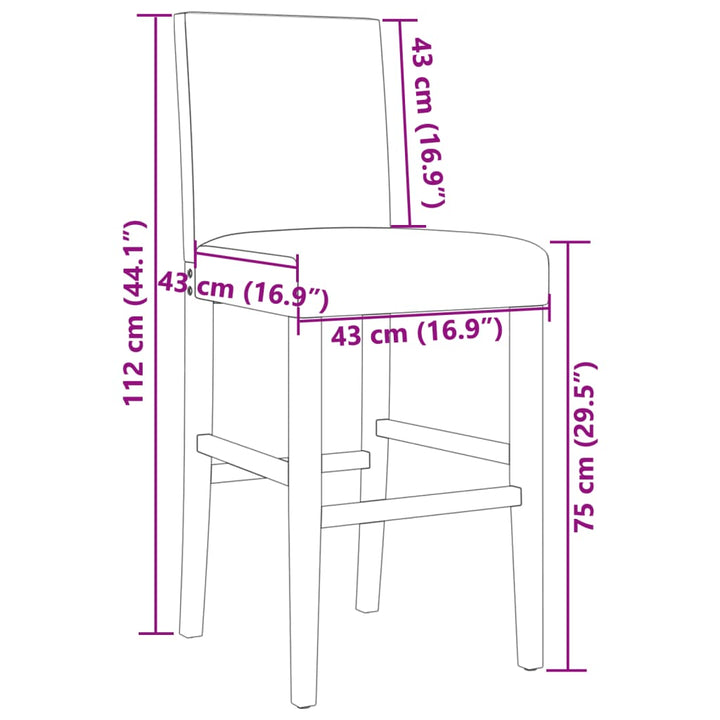 Barstoelen 2 st massief rubberhout en stof