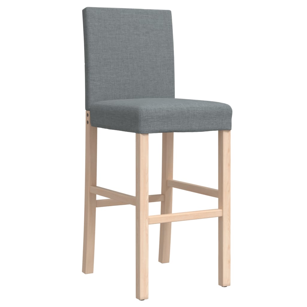 Barstoelen 2 st massief rubberhout en stof