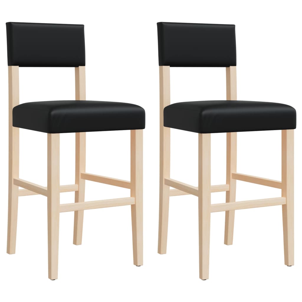 Barstoelen 2 st massief rubberhout en kunstleer