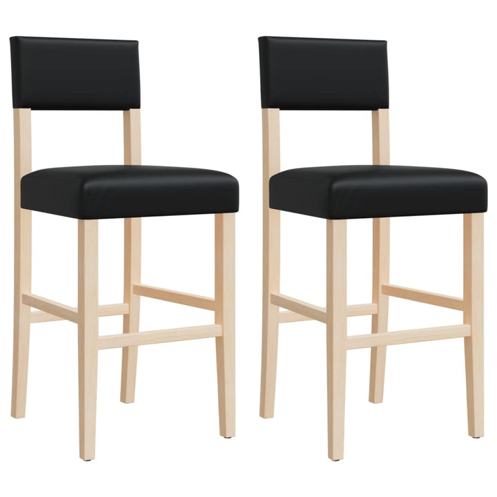 Barstoelen 2 st massief rubberhout en kunstleer