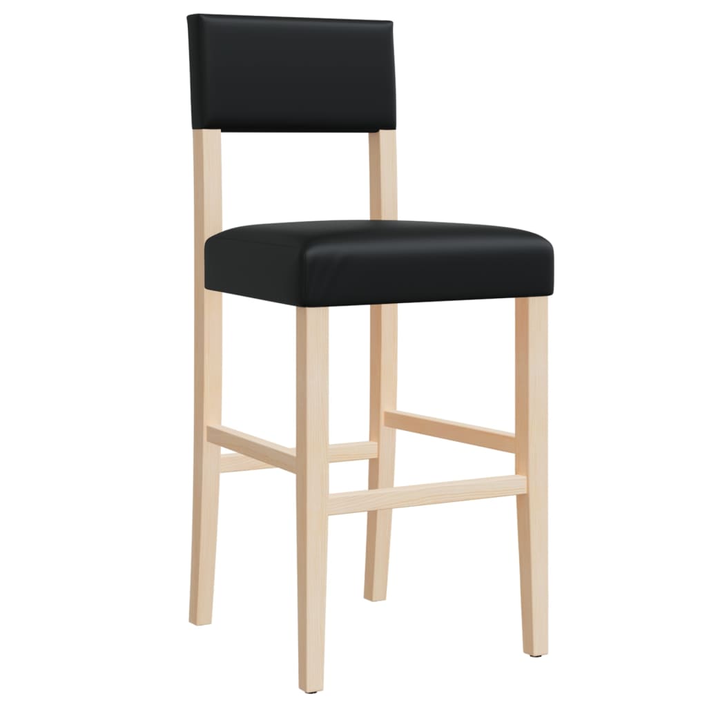 Barstoelen 2 st massief rubberhout en kunstleer