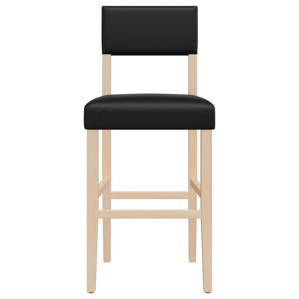 Barstoelen 2 st massief rubberhout en kunstleer