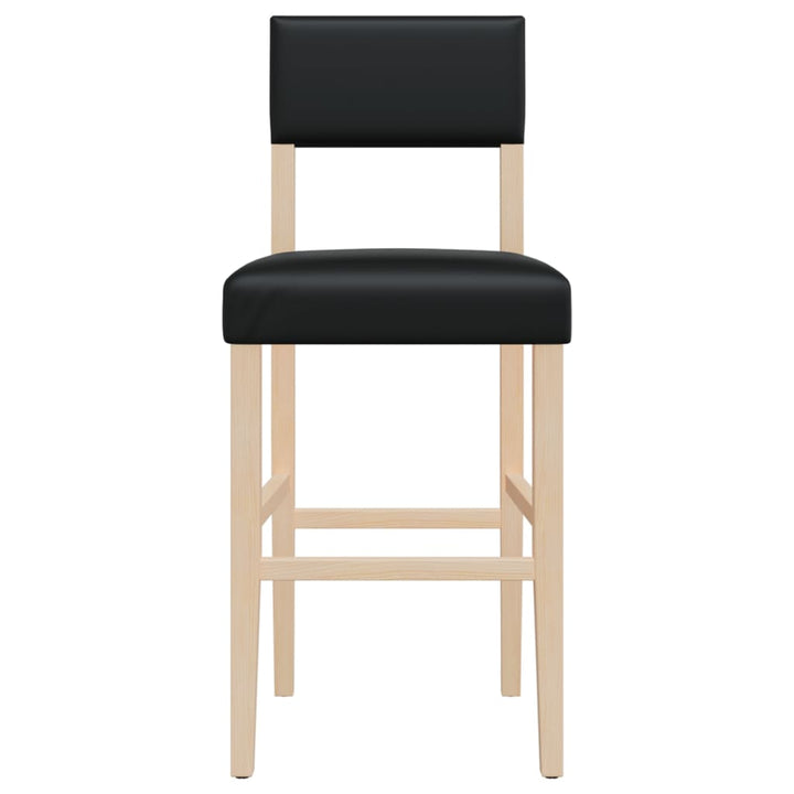 Barstoelen 2 st massief rubberhout en kunstleer