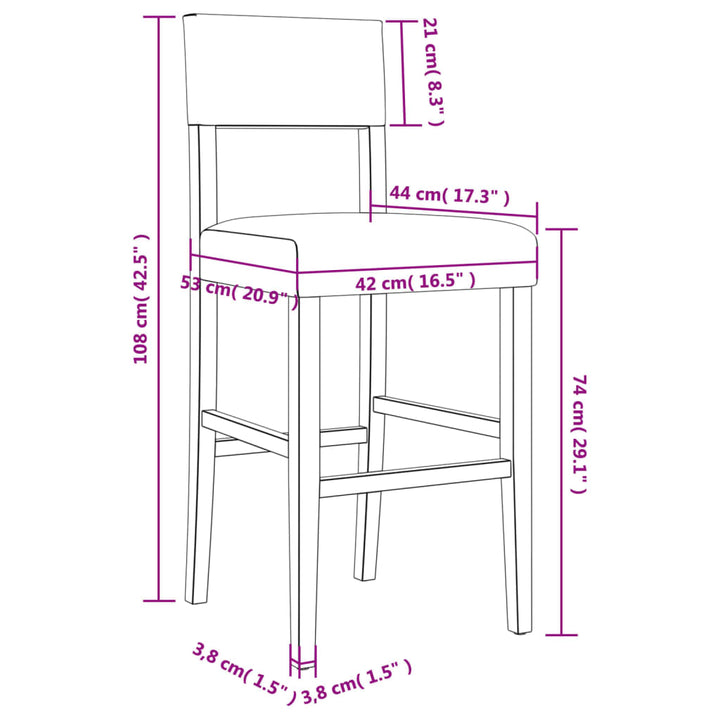 Barstoelen 2 st massief rubberhout en kunstleer