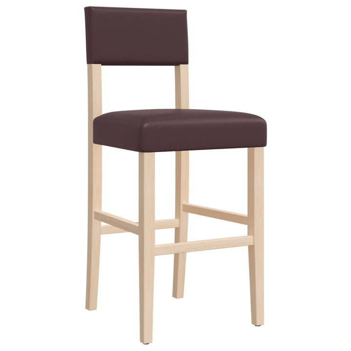 Barstoelen 2 st massief rubberhout en kunstleer