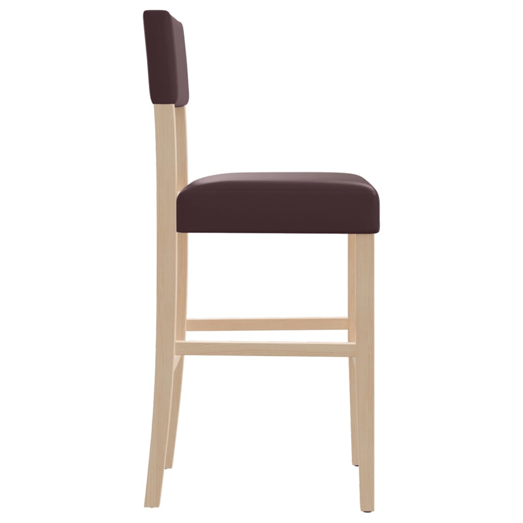 Barstoelen 2 st massief rubberhout en kunstleer