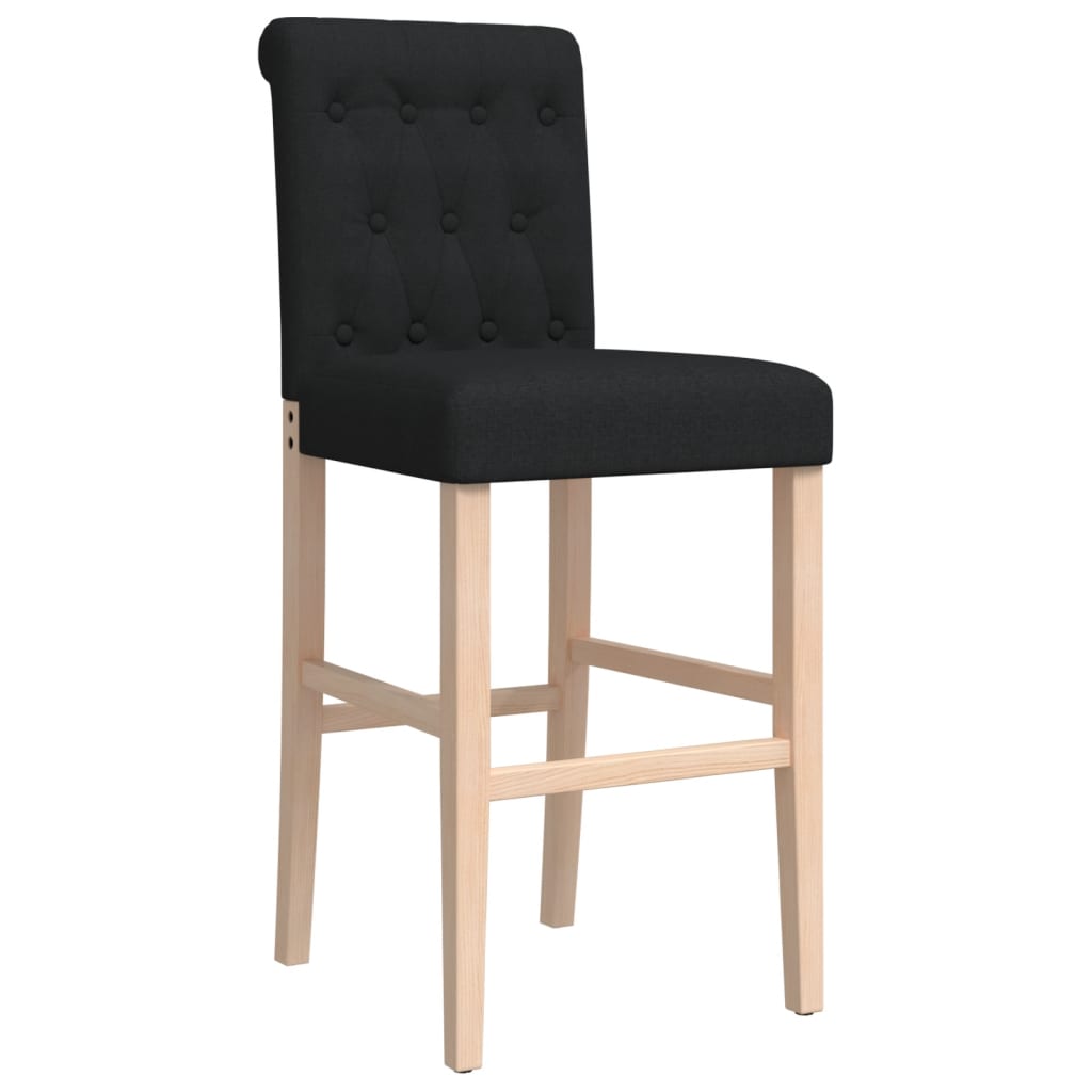 Barstoelen 2 st massief rubberhout en stof