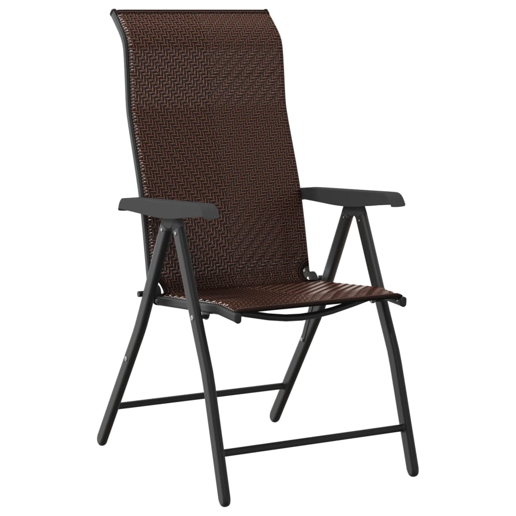 Tuinstoelen 2 st inklapbaar poly rattan bruin