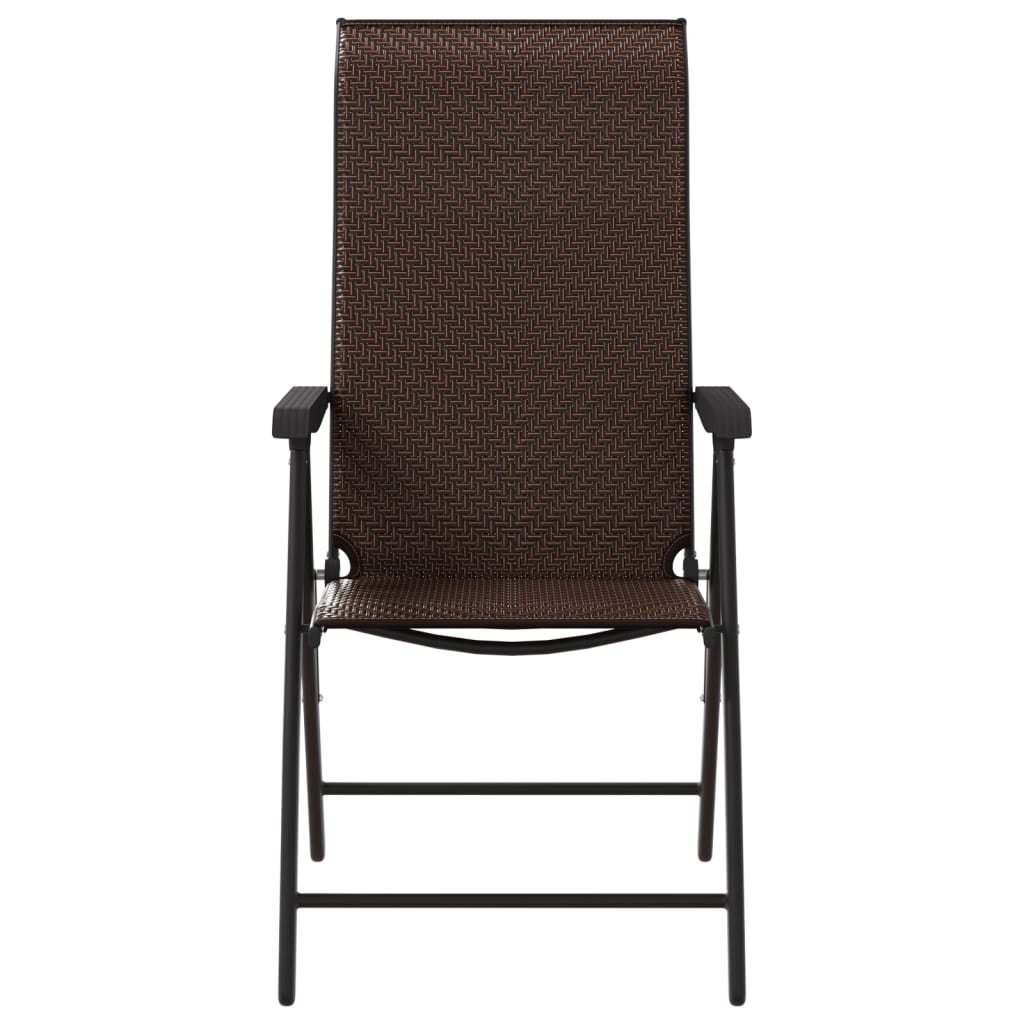 Tuinstoelen 2 st inklapbaar poly rattan bruin