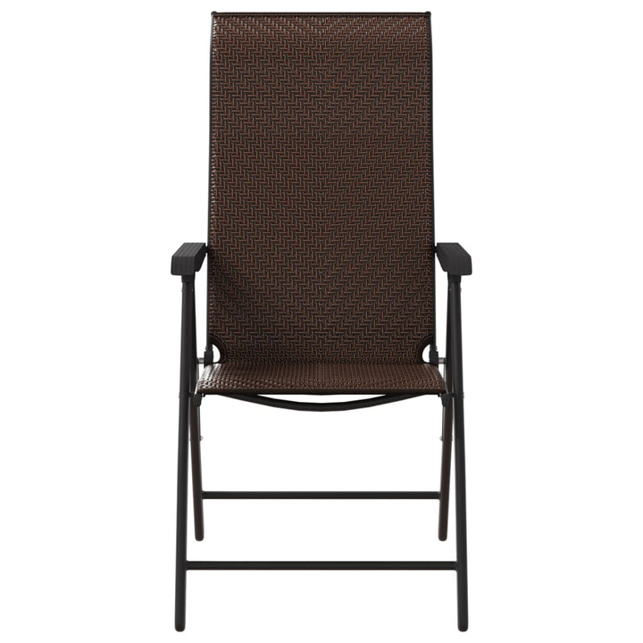 Tuinstoelen 2 st inklapbaar poly rattan bruin