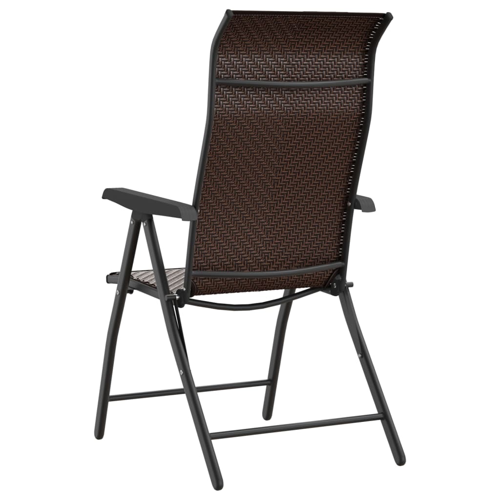 Tuinstoelen 2 st inklapbaar poly rattan bruin