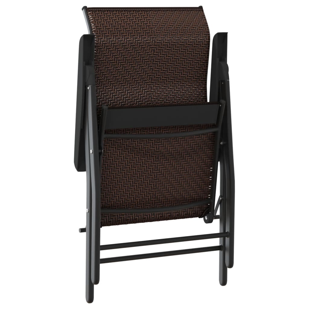 Tuinstoelen 2 st inklapbaar poly rattan bruin