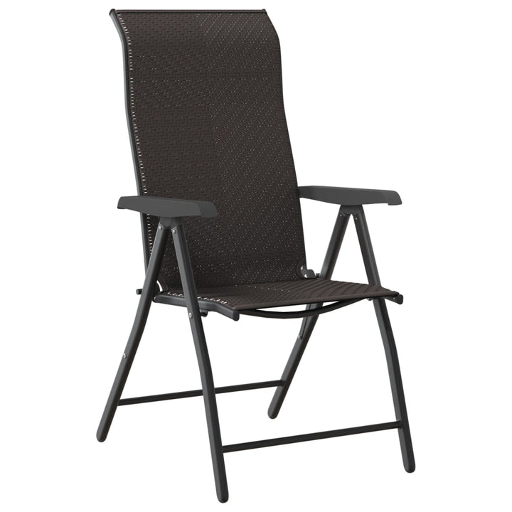 Tuinstoelen 2 st inklapbaar poly rattan zwarte koffiekleur