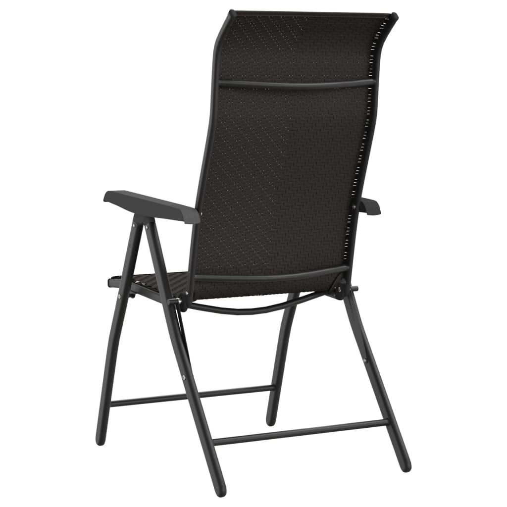 Tuinstoelen 2 st inklapbaar poly rattan zwarte koffiekleur