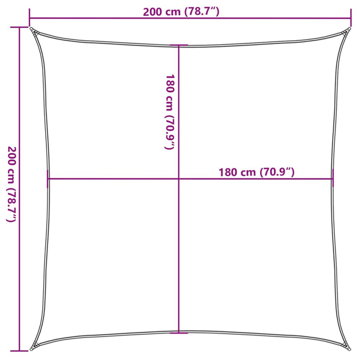 Zonnezeil 160 g/m² vierkant 2x2 m HDPE lichtgrijs