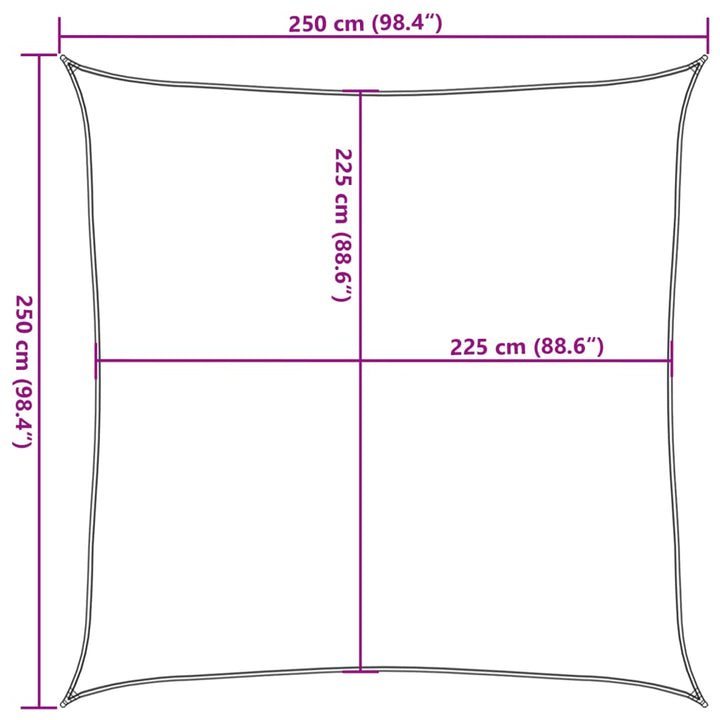 Zonnezeil 160 g/m² vierkant 2,5x2,5 m HDPE lichtgrijs