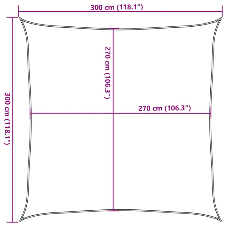 Zonnezeil 160 g/m² vierkant 3x3 m HDPE lichtgrijs