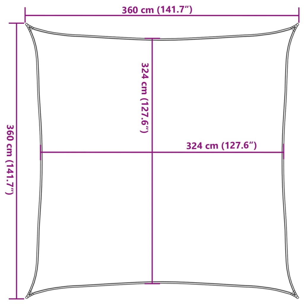 Zonnezeil 160 g/m² vierkant 3,6x3,6 m HDPE lichtgrijs