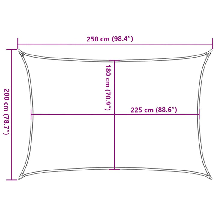 Zonnezeil 160 g/m² rechthoekig 2x2,5 m HDPE lichtgrijs