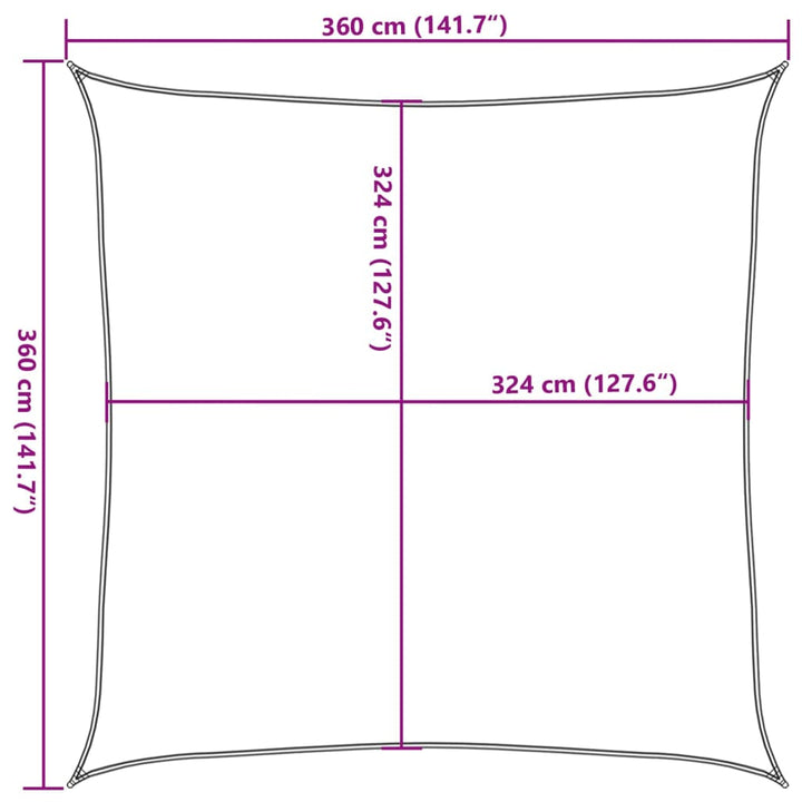 Zonnezeil 160 g/m² vierkant 3,6x3,6 m HDPE zandkleurig