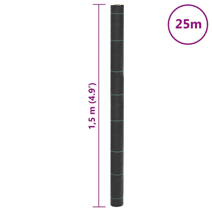 Worteldoek 1,5x25 m polypropeen zwart