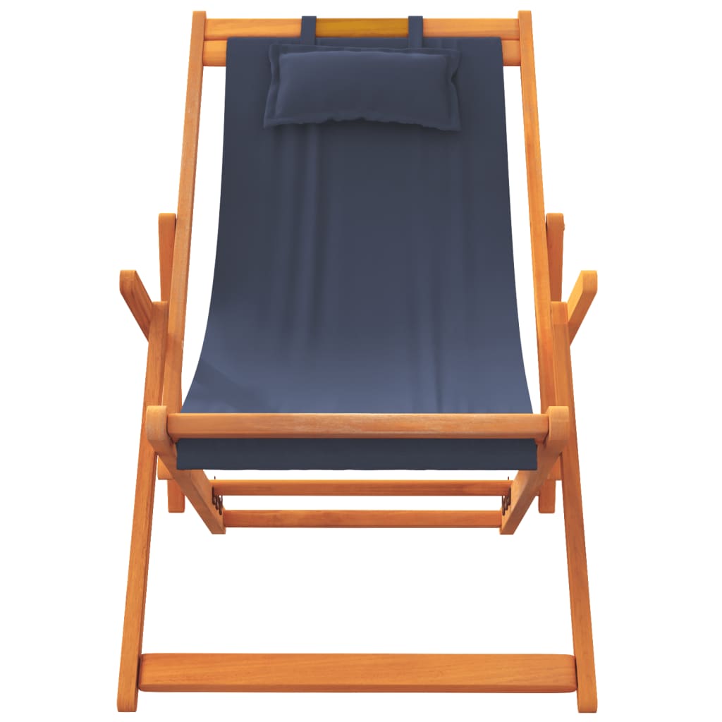 Strandstoelen 2 st inklapbaar stof blauw