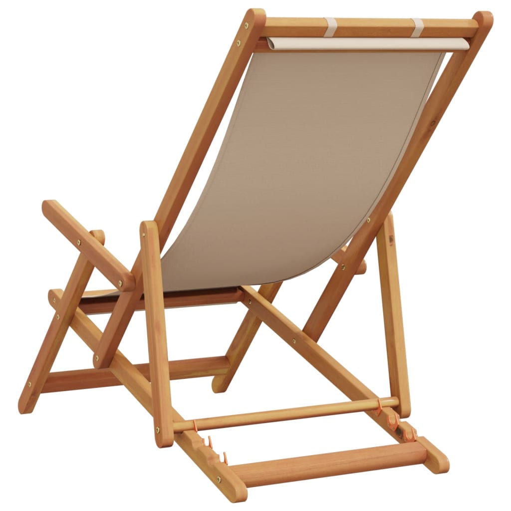 Strandstroelen 2 st inklapbaar stof en massief hout beige