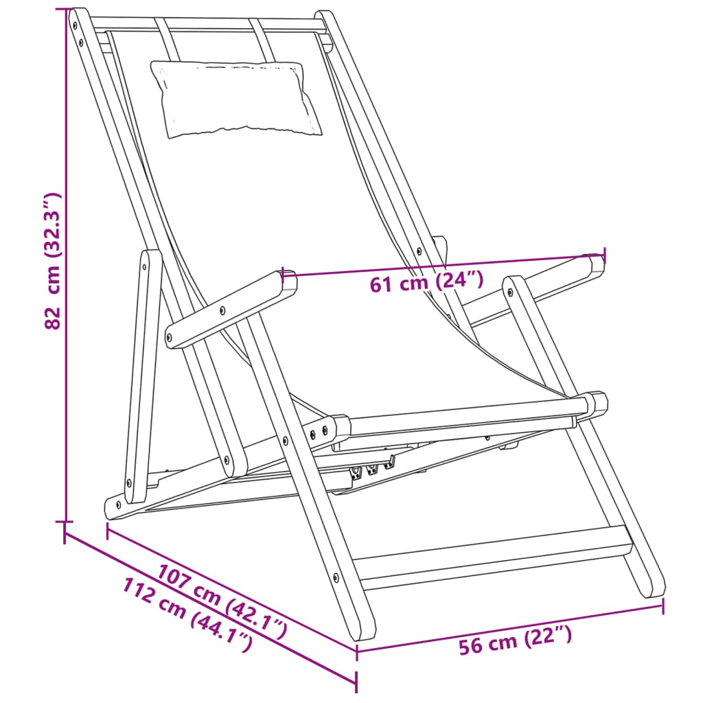 Strandstroelen 2 st inklapbaar stof en massief hout beige