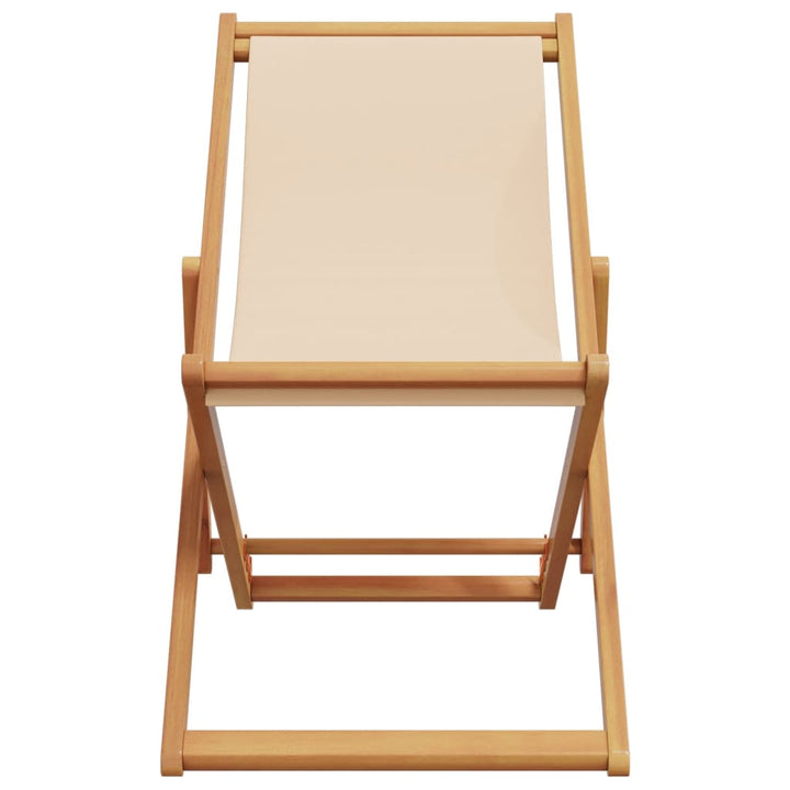 Strandstroelen 2 st inklapbaar stof en massief hout beige