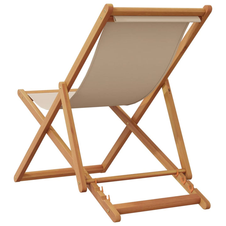 Strandstroelen 2 st inklapbaar stof en massief hout beige