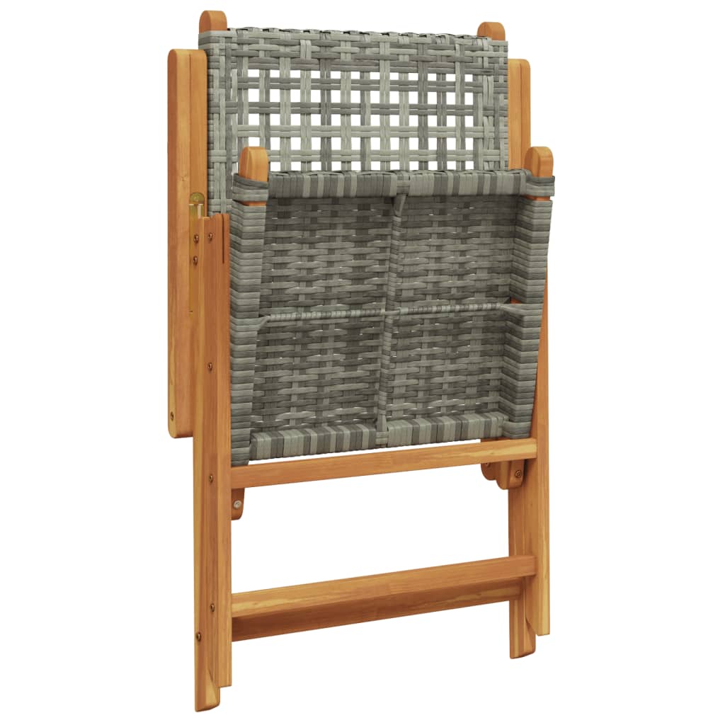 Tuinstoelen 8 st verstelbaar poly rattan en massief hout grijs