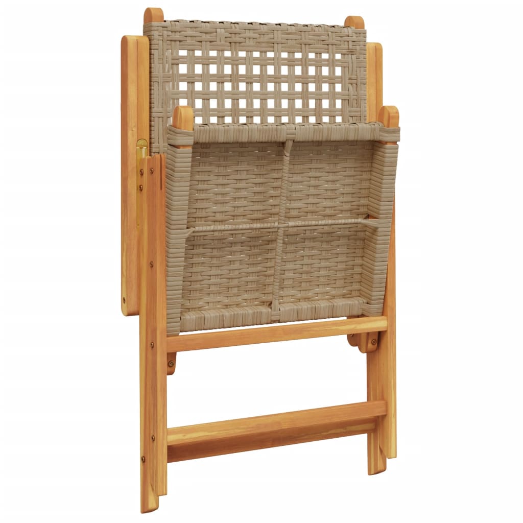 Tuinstoelen 6 st poly rattan en massief hout beige