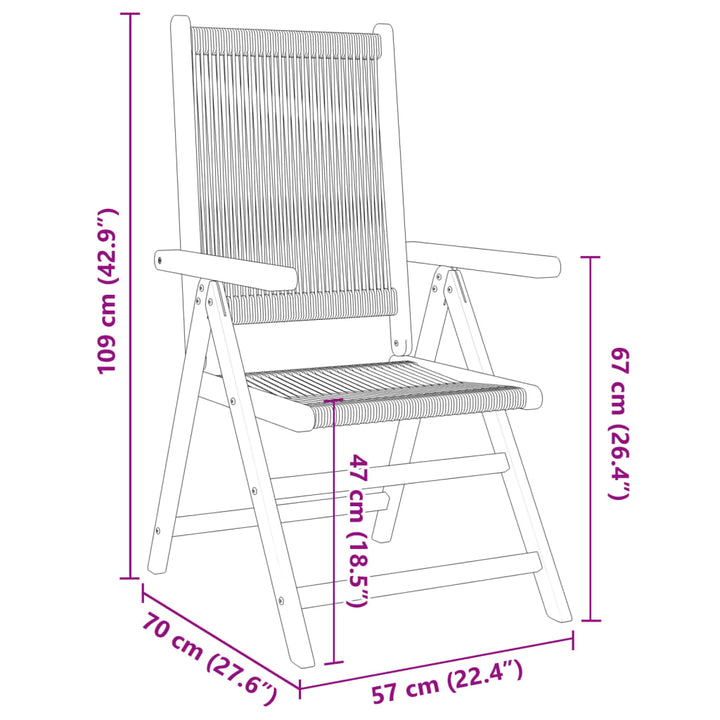 Tuinstoelen 6 st verstelbaar massief acaciahout zwart