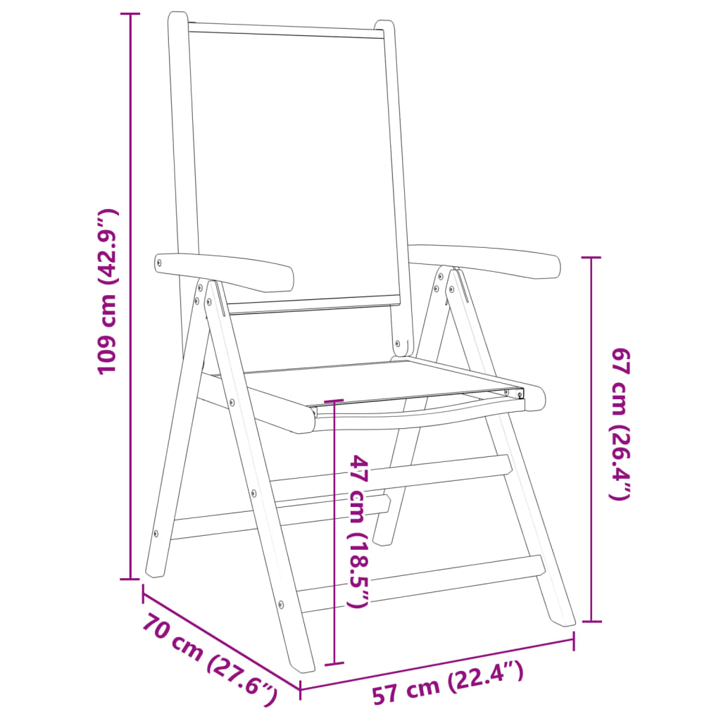 Tuinstoelen 4 st verstelbaar massief hout en stof groen