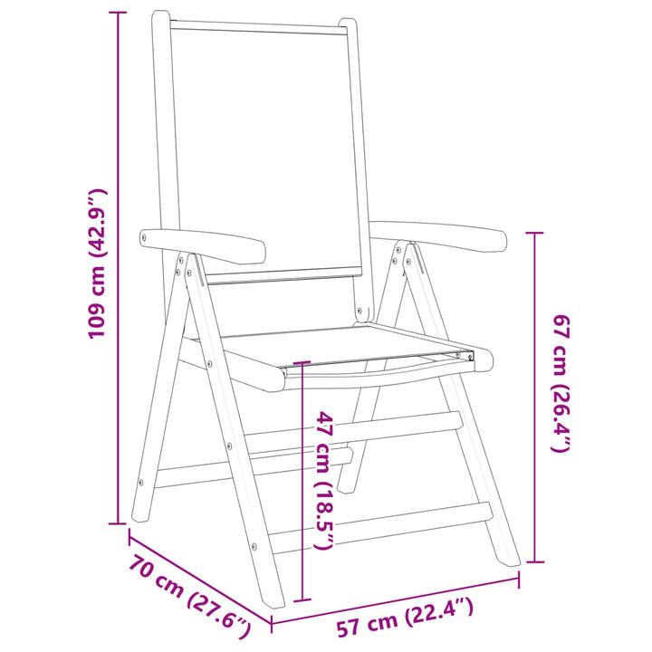 Tuinstoelen 4 st verstelbaar massief hout en stof groen