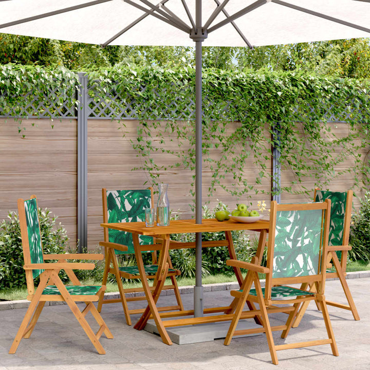 Tuinstoelen 4 st verstelbaar massief hout en stof groen