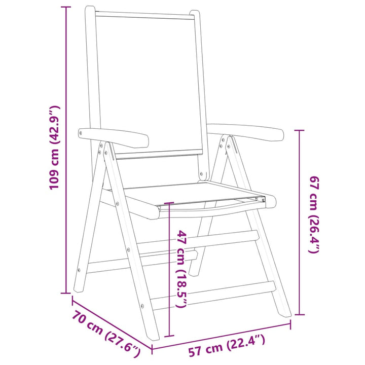 Tuinstoelen 6 st verstelbaar massief hout en stof groen