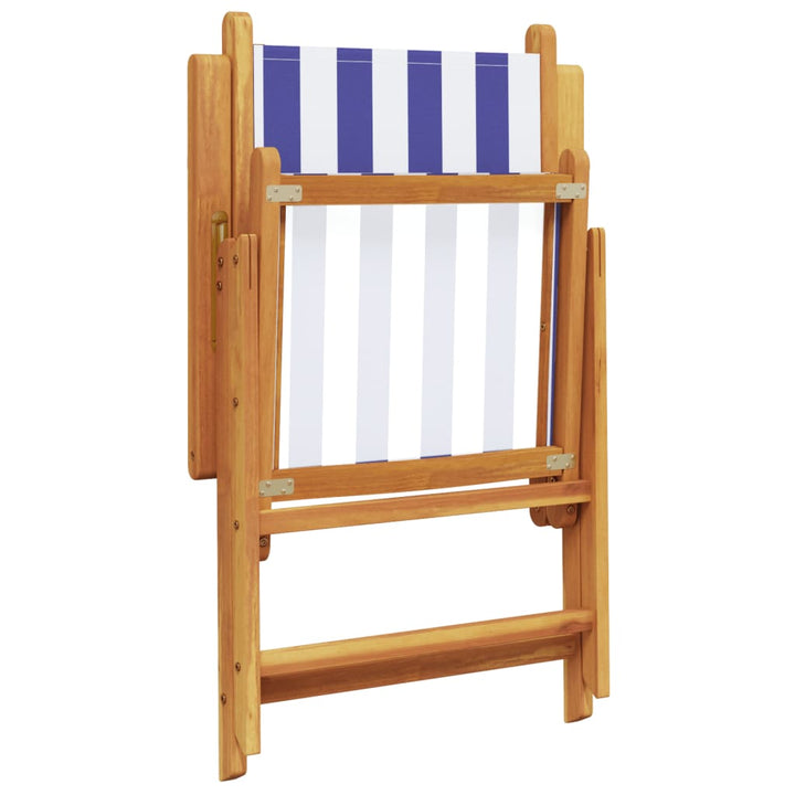 Tuinstoelen 4 st verstelbaar massief hout en stof blauw en wit