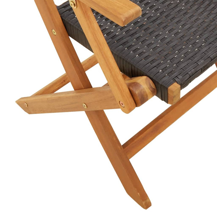 Tuinstoelen 8 st inklapbaar poly rattan en massief hout zwart