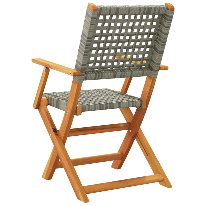 Tuinstoelen 4 st inklapbaar poly rattan en massief hout grijs