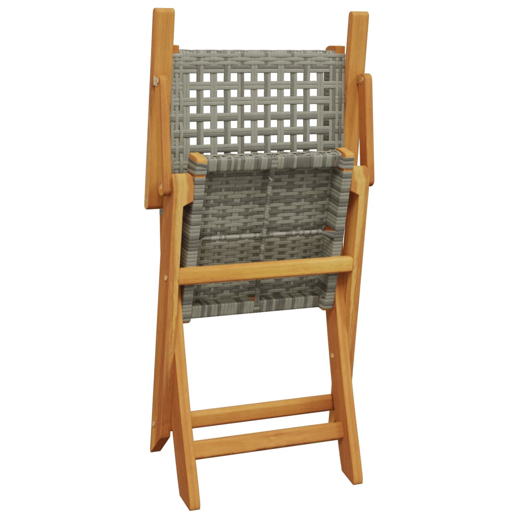 Tuinstoelen 4 st inklapbaar poly rattan en massief hout grijs